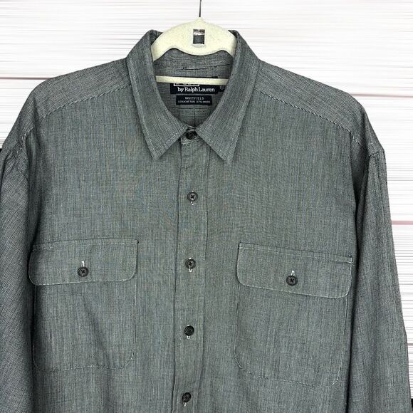 Polo Ralph Lauren Men’s Gray Button Up Shirt Casual Cotton Wool Blend Pockets XL - Picture 2 of 8